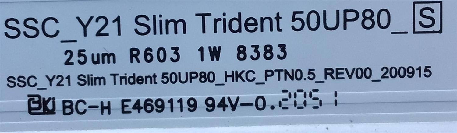 KIT DE LED´S PARA TV LG (6 PZ) / NUMERO DE PARTE EAV65010201 / SSC_Y21 SLIM TRIDENT 50UP80_S / SSC_Y21 TRIDENT 50UP_HKC_PTN0.5_REV00_200915 / PANEL NC500TQG-VHKH1 / MODELO 50UP8000PUA.BUSSLJM - Imagen 3